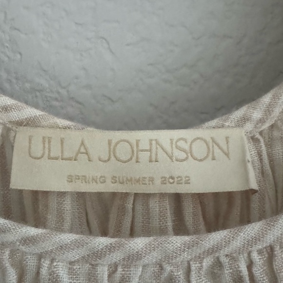 Ulla Johnson Tan Cream Stripe Rissa Dress 0 Sand Ruffle Sleeve Maxi - Picture 11 of 13